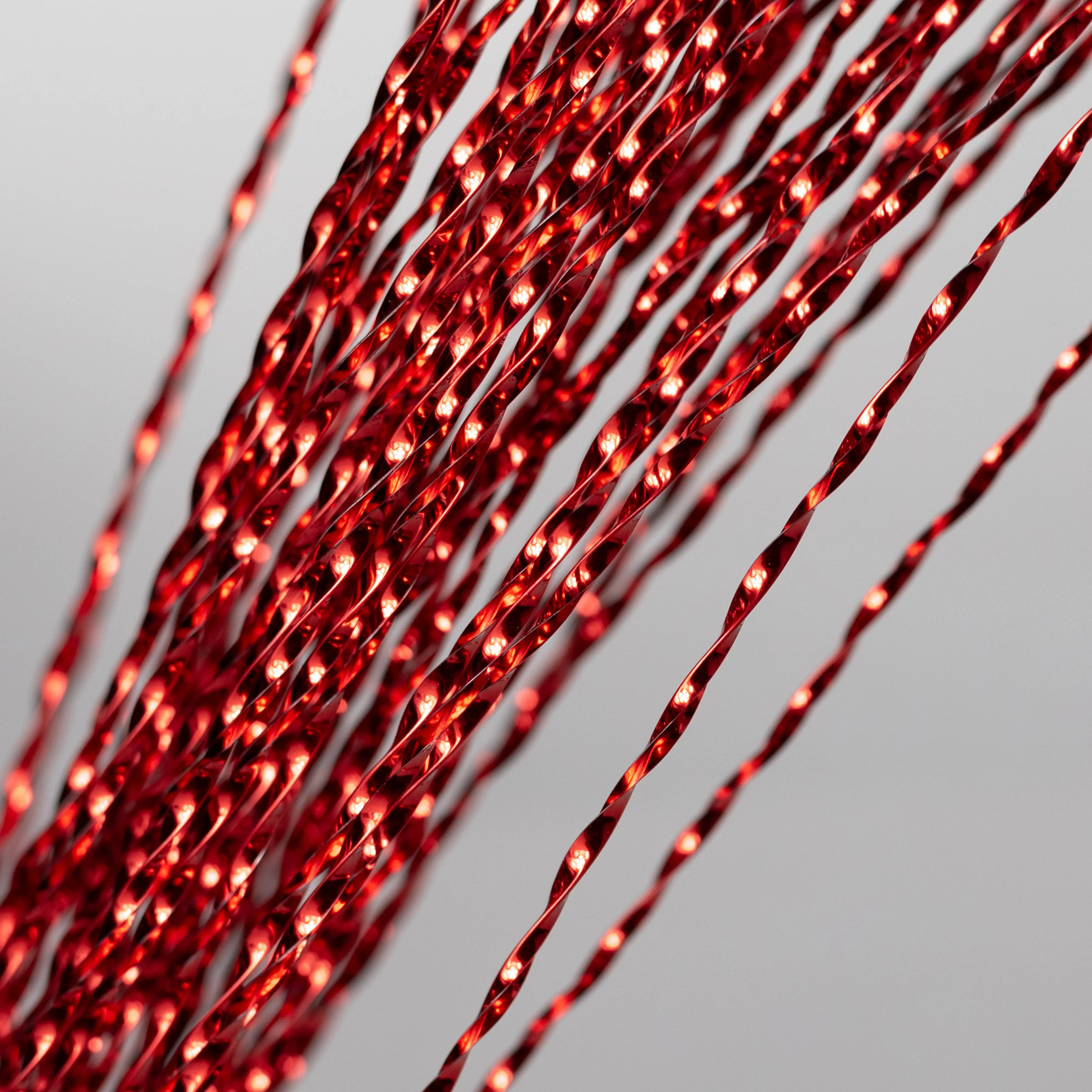 48" Metallic Twisted Grass Spray: Red