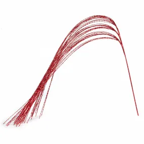 48" Metallic Twisted Grass Spray: Red