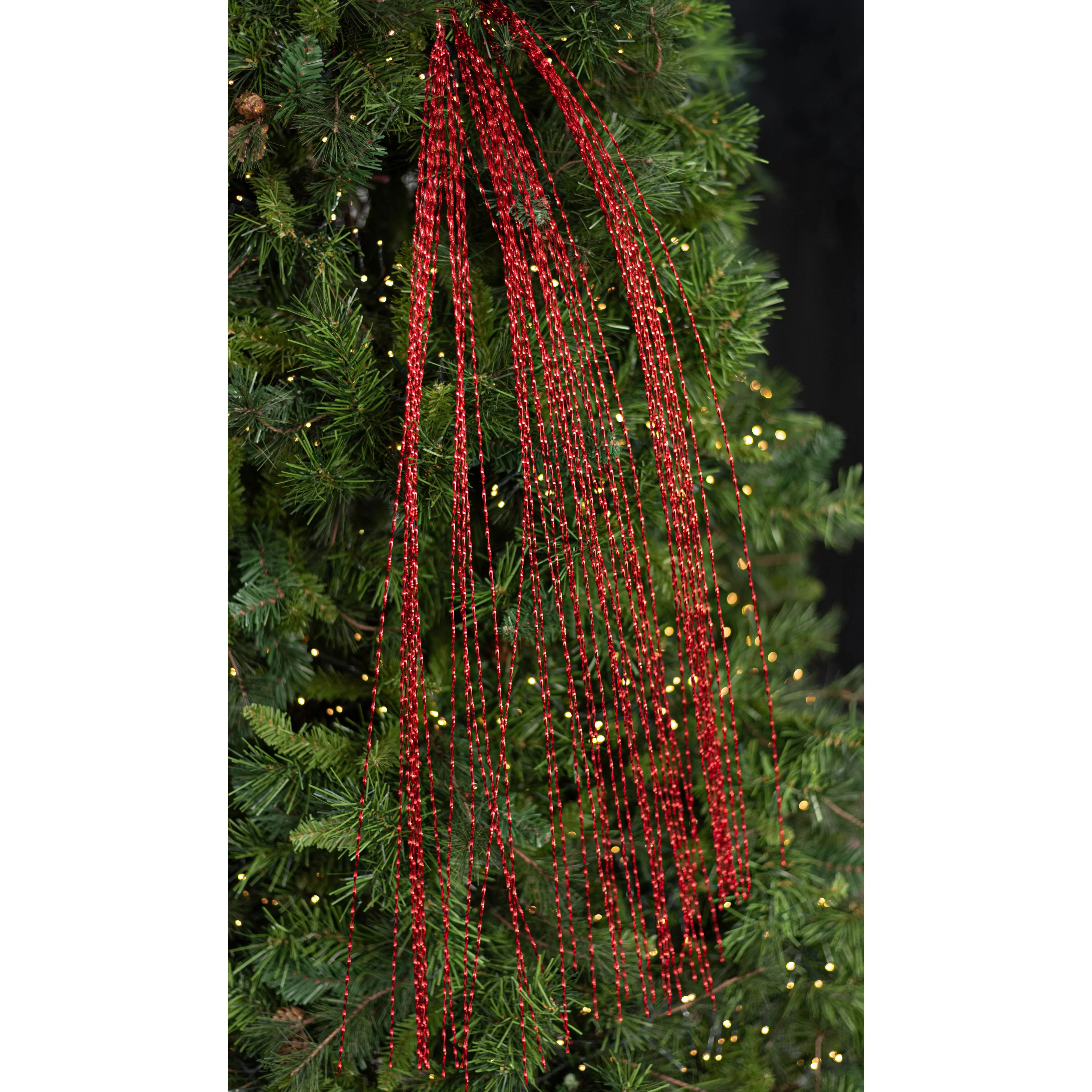 48" Metallic Twisted Grass Spray: Red