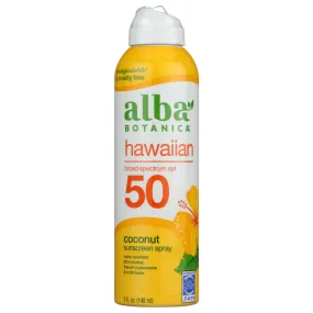 Alba Botanica - Sunscreen SPF 50 Coconut Clear, 5 Oz - Pack of 1