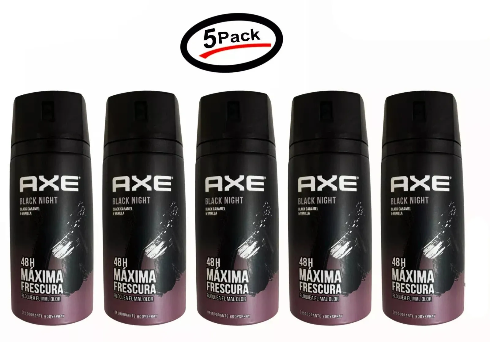 Axe Deodorant Body Spray Black Night Mens Fragrance 150ml/5.07 Oz (5 Pack) - New