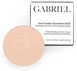 Gabriel Cosmetics Dual Powder Foundation, Natural, Paraben Free, Vegan, Gluten-free, Cruelty-free, Non GMO, Pressed mineral powder, enhanced with Sea Fennel (Medium Beige REFILL)