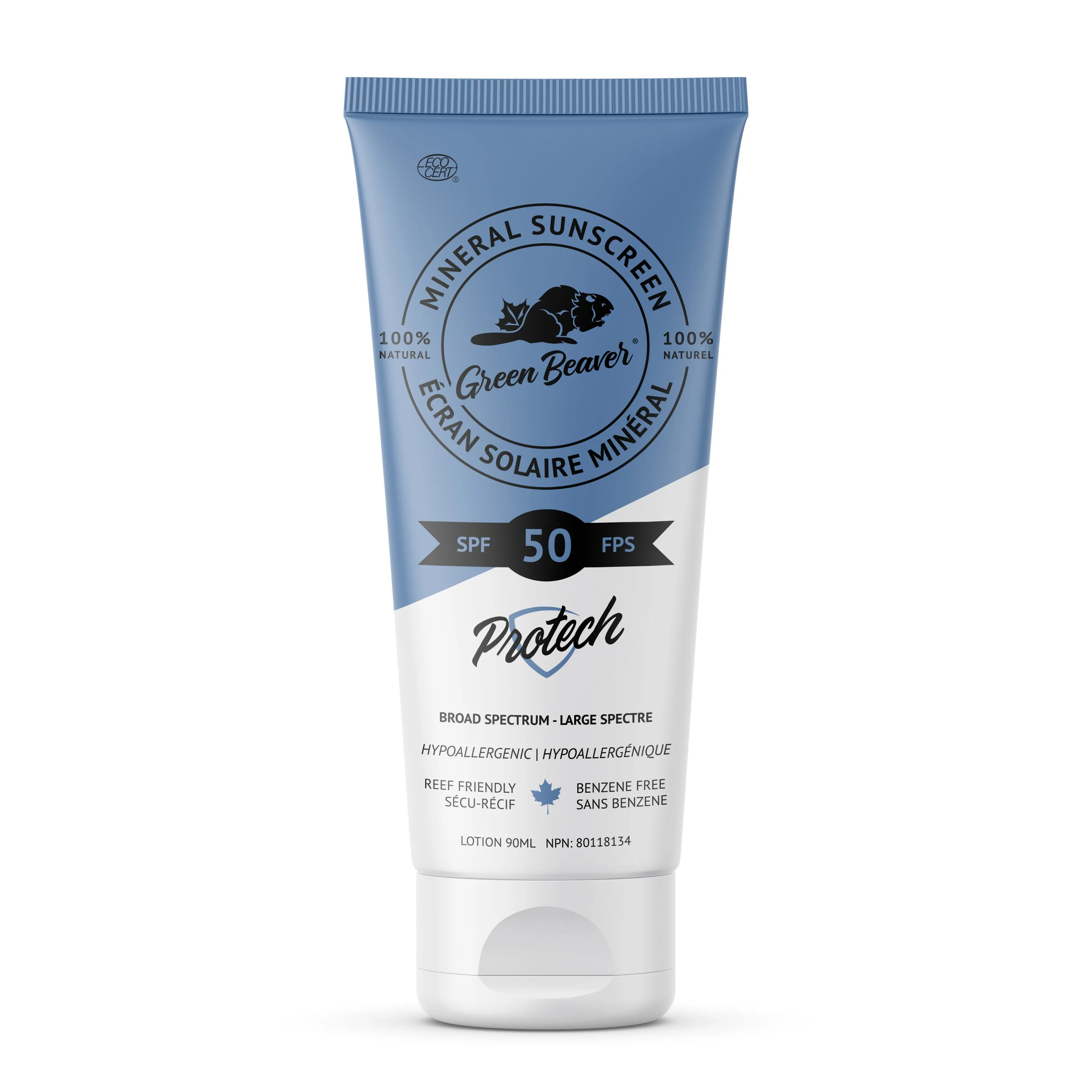 Green Beaver - Mineral Sunscreen - Protech SPF 50 (Adult), 90 mL