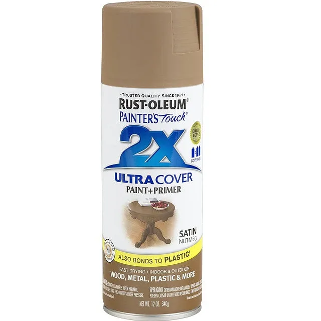 Rust-Oleum Painter's Touch 2X Ultra Cover Satin Nutmeg Paint Primer Spray Paint 12 oz