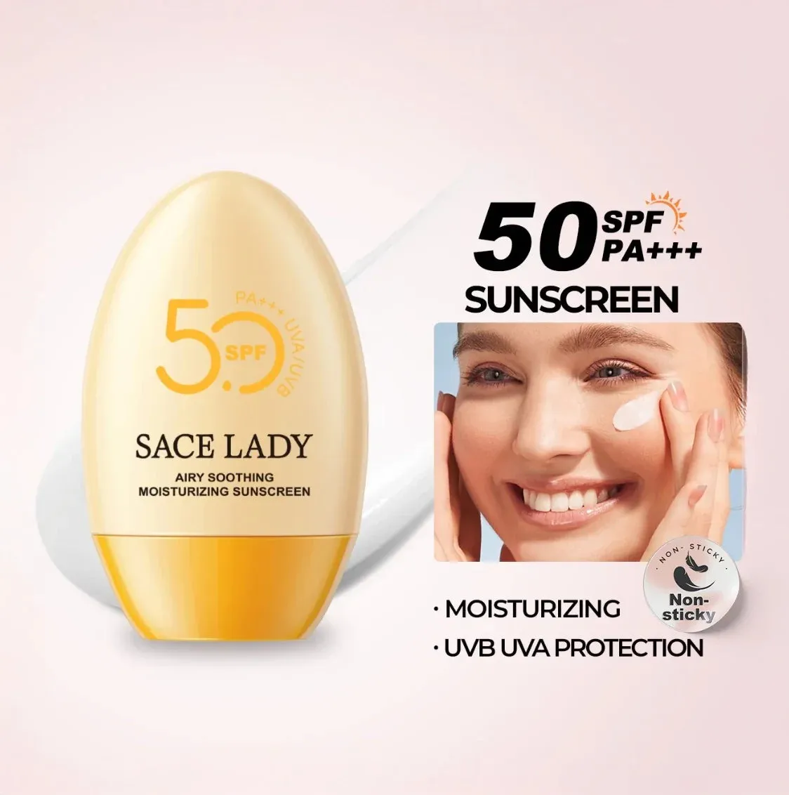 SACE LADY Airy Soothing Face Sunscreen – Lightweight & Moisturizing SPF 50 PA    (50g)